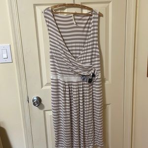 Striped jersey sundress with floral detail